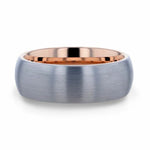Load image into Gallery viewer, Mens Tungsten Carbide Rose Gold Ion Plating Interior Wedding Ring - Domed Brushed Comfort Fit - 8mm Wide - Style name: CAMERON