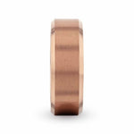 Load image into Gallery viewer, Mens Titanium Rose Gold Plated Brushed Finish Center Wedding Ring - Polished Beveled - 8mm Wide - Style name: GLORY