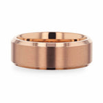 Load image into Gallery viewer, Mens Titanium Rose Gold Plated Brushed Finish Center Wedding Ring - Polished Beveled - 8mm Wide - Style name: GLORY