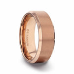 Load image into Gallery viewer, Mens Titanium Rose Gold Plated Brushed Finish Center Wedding Ring - Polished Beveled - 8mm Wide - Style name: GLORY