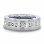 Load image into Gallery viewer, Mens Tungsten Carbide Flat Satin Finished Silver Inlay Channel Set Diamonds Wedding Ring - 8mm Wide - Style name: HOLDEN