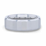 Load image into Gallery viewer, Mens Tungsten Faceted Polished Center Wedding Ring - Polished Beveled Comfort Fit - 8mm Wide - Style name: REFLECTOR