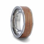 Load image into Gallery viewer, Mens Titanium Whiskey Barrel Inlaid Made From Genuine Whiskey Barrels Wedding Ring - Flat Polished Comfort Fit - 8mm Wide - Style name: STILL