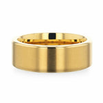 Load image into Gallery viewer, Mens Titanium Yellow Gold Plating Flat Brushed Finish Center Wedding Ring - Polished Edges Comfort Fit - 8mm Wide - Style name: AURELIANO