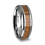 Load image into Gallery viewer, Mens Tungsten Teak Wood Inlay Wedding Ring - Polished Beveled Comfort Fit - 6mm 8mm 10mm Wide - Style name: TEKKU