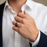 Load image into Gallery viewer, Mens Tungsten Real Hardwood Mahogany Inlay Wedding Ring - Polished Beveled Comfort Fit - 4mm 6mm 8mm 10mm Wide - Style name: KHAYA