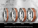 Load image into Gallery viewer, Mens Tungsten Real Hardwood Mahogany Inlay Wedding Ring - Polished Beveled Comfort Fit - 4mm 6mm 8mm 10mm Wide - Style name: KHAYA