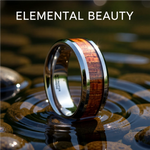 Load image into Gallery viewer, Mens Tungsten Real Hardwood Mahogany Inlay Wedding Ring - Polished Beveled Comfort Fit - 4mm 6mm 8mm 10mm Wide - Style name: KHAYA