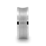 Load image into Gallery viewer, Mens Tungsten Carbide Brushed Concave Center Wedding Ring - Flat Polished Edged Comfort Fit - 8mm Wide - Style name: TREVICO