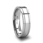 Load image into Gallery viewer, Mens Tungsten Carbide Dual Offset Grooves Wedding Ring - Polished Comfort Fit - 6mm 8mm Wide - Style name: ANCHORAGE