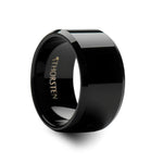 Load image into Gallery viewer, Mens Tungsten Black Wedding Ring - Beveled Comfort Fit - 4mm 6mm 7mm 8mm 10mm 12mm Wide - Style name: INFINITY