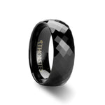 Load image into Gallery viewer, Mens Tungsten Carbide Black 288 Diamond Faceted Wedding Ring - Domed Comfort Fit - 4mm 6mm 8mm Wide - Style name: AEON