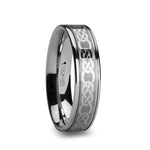 Load image into Gallery viewer, Mens Tungsten Laser Engraved Celtic Pattern Wedding Ring - Polished Comfort Fit - 6mm 8mm 10mm Wide - Style name: PALATINE