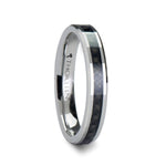 Load image into Gallery viewer, Mens Tungsten Black Carbon Fiber Inlay Wedding Ring - Beveled Comfort Fit - 4mm 6mm 7mm 8mm 10mm 12mm Wide - Style name: MAXIMUS