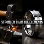 Load image into Gallery viewer, Mens Tungsten Platinum Inlaid Wedding Ring - Flat Comfort Fit - 6mm 8mm Wide - Style name: IVAR