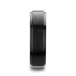 Load image into Gallery viewer, Mens Black Tungsten Brushed Raised Center Polished Step Edges Wedding Ring - Flat Comfort Fit - 6mm 8mm Wide - Style name: ORION