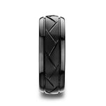 Load image into Gallery viewer, Mens Tungsten Brushed Cross Alternating Diagonal Cuts Pattern Black Wedding Ring - Domed Comfort Fit - 8mm Wide - Style name: ENIGMA