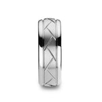 Load image into Gallery viewer, Mens Tungsten Carbide Crisscross Grooves Domed Wedding Ring - Brushed Finish Comfort Fit - 8mm Wide - Style name: OCTAVIAN