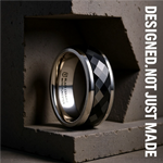 Load image into Gallery viewer, Mens Black Ceramic Diamond Faceted Spinner Wedding Ring - Polished Beveled Edges Comfort Fit - 8mm Wide - Style name: HICKOK