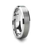 Load image into Gallery viewer, Mens Tungsten Brushed Center Flat Wedding Ring - Beveled Comfort Fit - 4mm 6mm 7mm 8mm 10mm 12mm Wide - Style name: SHEFFIELD