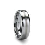 Load image into Gallery viewer, Mens Tungsten Carbide Brushed Stripe Wedding Ring - Flat Beveled Comfort Fit - 6mm 8mm Wide - Style name: GRENOBLE
