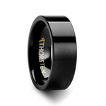 Load image into Gallery viewer, Mens Tungsten Black Flat Wedding Ring - Poilished Comfort Fit - 4mm 6mm 8mm 10mm 12mm Wide - Style name: MORPHEUS