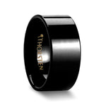 Load image into Gallery viewer, Mens Tungsten Black Flat Wedding Ring - Poilished Comfort Fit - 4mm 6mm 8mm 10mm 12mm Wide - Style name: MORPHEUS