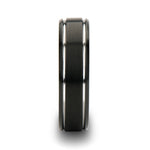 Load image into Gallery viewer, Mens Tungsten Carbide Brushed Finish Polished Grooves Black Wedding Ring - Beveled Comfort Fit - 6mm 8mm Wide - Style name: NOCTURNE