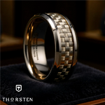Load image into Gallery viewer, Mens Tungsten Carbide White Carbon Fiber Inlay Wedding Ring - Beveled Comfort Fit - 4mm 6mm 8mm 10mm 12mm Wide - Style name: ULTIMUS