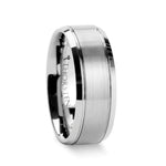 Load image into Gallery viewer, Mens Tungsten Carbide Brushed Center Wedding Ring - Polished Beveled Comfort Fit - 6mm 8mm Wide - Style name: CRONUS