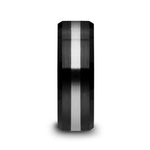 Load image into Gallery viewer, Mens Black Ceramic Tungsten Inlay Wedding Ring - Beveled Brushed Comfort Fit - 6mm 8mm Wide - Style name: PHOENIX