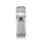 Load image into Gallery viewer, Mens Tungsten Carbide Black Diamond Wedding Ring - Raised Brushed Center Comfort Fit - 8mm Wide - Style name: COVENTRY