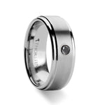 Load image into Gallery viewer, Mens Tungsten Carbide Black Diamond Wedding Ring - Raised Brushed Center Comfort Fit - 8mm Wide - Style name: COVENTRY