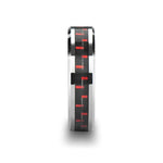 Load image into Gallery viewer, Mens Tungsten Carbide Black & Red Carbon Fiber Inlaid Wedding Ring - Beveled Comfort Fit - 6mm 8mm Wide - Style name: AURELIUS