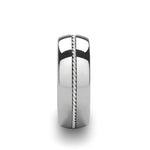 Load image into Gallery viewer, Mens Tungsten Carbide Braided Silver Inlayed Wedding Ring - Domed Comfort Fit - 8mm Wide - Style name: LYON