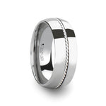 Load image into Gallery viewer, Mens Tungsten Carbide Braided Silver Inlayed Wedding Ring - Domed Comfort Fit - 8mm Wide - Style name: LYON