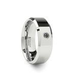 Load image into Gallery viewer, Mens Tungsten Black Diamond Wedding Ring - Beveled Comfort Fit - 6mm 8mm Wide - Style name: WESTMINSTER