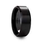 Load image into Gallery viewer, Mens Black Ceramic Beveled Edges Wedding Ring - Brushed Finish Comfort Fit - 6mm 8mm Wide - Style name: YORKSHIRE