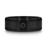 Load image into Gallery viewer, Mens Black Ceramic Black Diamond Wedding Ring - Black Carbon Fiber Inlay Comfort Fit - 8mm Wide - Style name: ABERDEEN