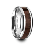 Load image into Gallery viewer, Mens Tungsten Carbide Carpathian Wood Inlaid Wedding Ring - Beveled Comfort Fit - 6mm 8mm Wide - Style name: DACIAN