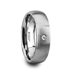 Load image into Gallery viewer, Mens Tungsten Carbide White Diamond Domed Wedding Ring - Brushed Comfort Fit - 6mm 8mm Wide - Style name: PEGASUS