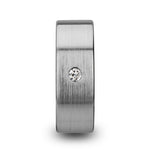 Load image into Gallery viewer, Mens Tungsten Carbide White Diamond Wedding Ring - Flat Brushed Comfort Fit - 6mm 8mm Wide - Style name: OLYMPUS
