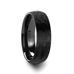 Load image into Gallery viewer, Mens Black Ceramic Domed Hammer Finish Wedding Ring - Brushed Comfort Fit - 6mm 8mm Wide - Style name: RAGNAROK