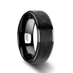 Load image into Gallery viewer, Mens Tungsten Carbide aised Hammer Finish Step Edge Wedding Ring - Brushed Finish Comfort Fit - 6mm 8mm Wide - Style name: REBEL