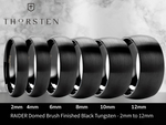 Load image into Gallery viewer, Mens Tungsten Carbide Domed Black Wedding Ring - Brush Finished Comfort Fit - 2mm 4mm 6mm 8mm 10mm 12mm Wide - Style name: RAIDER