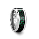 Load image into Gallery viewer, Mens Tungsten Carbide Wedding Ring - Black & Green Carbon Fiber Inlay Comfort Fit - 6mm 8mm 10mm Wide - Style name: ATRONIUS