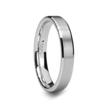 Load image into Gallery viewer, Mens White Tungsten Carbide Brushed Center Wedding Ring - Beveled Edged Comfort Fit - 4mm Wide - Style name: PETERSBURG - Ring Size 4