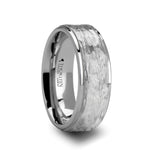 Load image into Gallery viewer, Mens Tungsten Hammered Finish White Wedding Ring - Polished Step Edges Comfort Fit - 4mm 6mm 8mm 10mm Wide - Style name: WINSTON