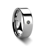 Load image into Gallery viewer, Mens Tungsten Carbide Black Diamond Wedding Ring - Flat Polished Comfort Fit - 6mm 8mm Wide - Style name: KNOXVILLE
