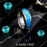 Load image into Gallery viewer, Mens Tungsten Blue Green Opal Inlay Wedding Ring - Polished Comfort Fit - 4mm 6mm 8mm 10mm Wide - Style name: QUASAR